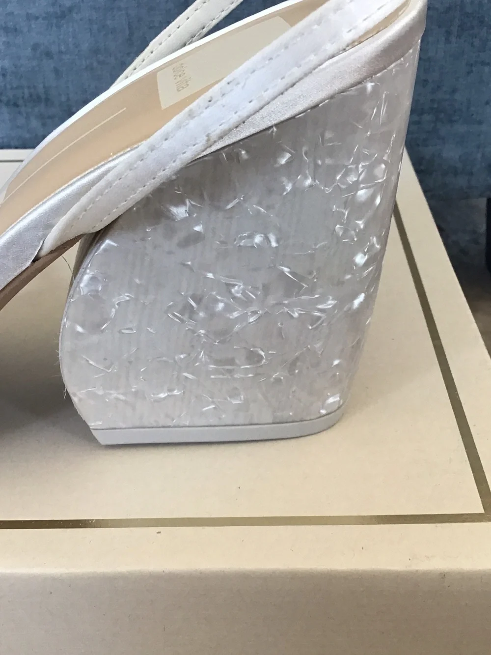 Dolce Vita Ronica White Strappy Block Heel Sandals with Ankle Wrap